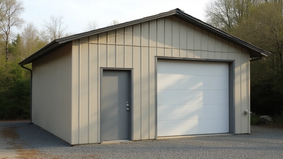 Garaż blaszany tynkowany