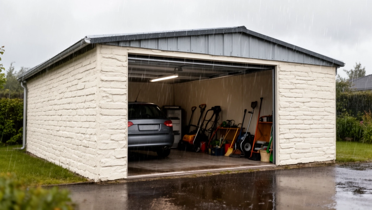 garaże blaszane tynkowane