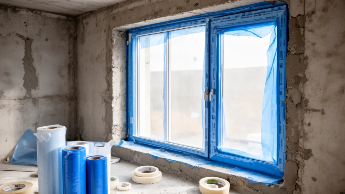 oklejanie okien przed tynkowaniem