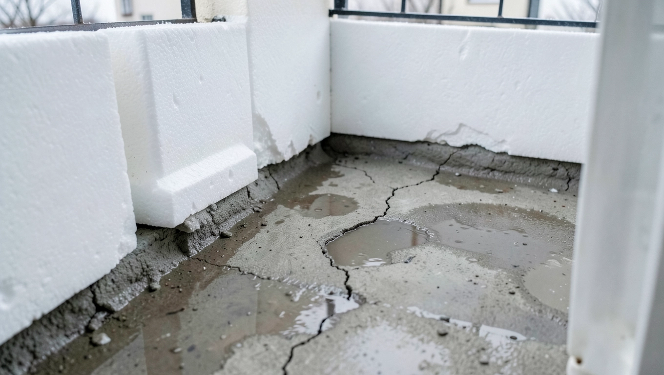 wylewka na balkonie na styropianie